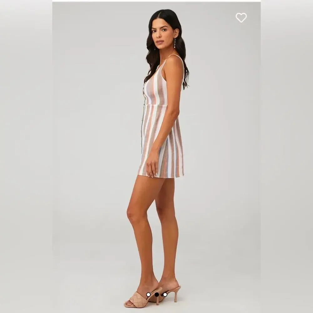 Show Me Your Mumu Striped Mini Dress in White, Blue & Tan